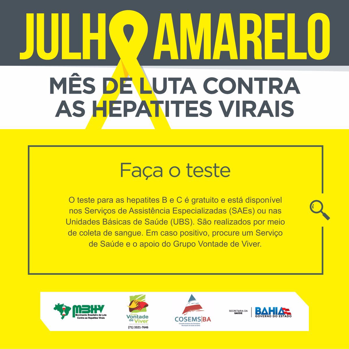 Campanha Julho Amarelo “Faça O Teste” – COSEMS BA